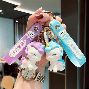 Wholesale Cute Kawaii Rubber Unicorn Pendant <b>Kids</b> Girls Car Key <b>Ring</b> Backpack Car Key Unicorn Keychain Accessories - Product Image 2
