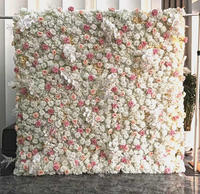 Mur de fleurs artificielles en soie rose fait main LEXI personnalisé, rose 5D, de haute qualité, romantique, pour mariage, Saint-Valentin