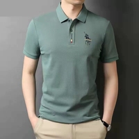 Nueva Camiseta de Punto Sólido Transpirable con Cuello Redondo para Hombre, Camiseta de Manga Corta, Tops Casuales Holgados, Spandex/Algodón 180g
