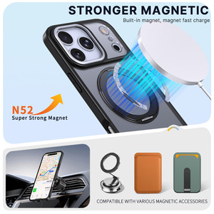 <span class=keywords><strong>Funda</strong></span> de Alta Calidad con Soporte Híbrido Antigolpes, Anillo de Soporte 360, Cubierta Magnética Mate para iPhone 18 17 16 Pro Max - Product Image 2