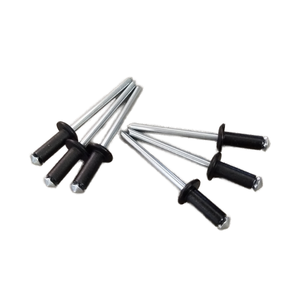 Remaches Profesionales, Remaches Ciegos, Remaches de Cabeza de Domo de Aluminio, Remaches en Forma de Flor, 4.0 x 10 mm, Negros, DIN7337C - Product Image 1