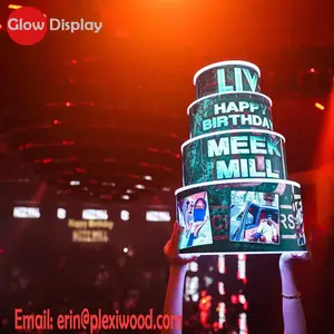 Birthday Cake led gift box acrylic led lighted liquor shelf holder stand bottle glorifier Presenter