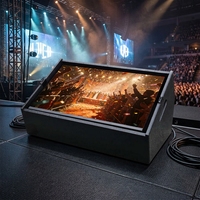 Nouveau téléprompteur de scène avec écran HD grand format 27-55 pouces, haute luminosité, pour podium et moniteur de sol avec haut-parleur