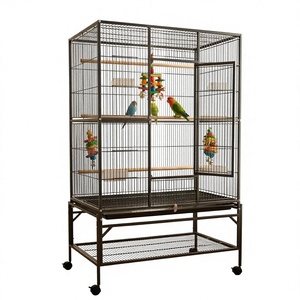 Jaula Extra Grande para Pájaros con Soporte y Ruedas, Jaula Metálica para Loros con Bandeja Extraíble, Perchas y Comederos para Uso <span class=keywords><strong>en</strong></span> Interiores y Exteriores - Product Image 1