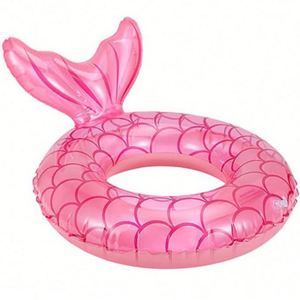 <b>Flying</b> Thickening Inflating Fish Tail Swimming Ring <b>Net</b> Child Large Mermaid Armpit Ring - Product Image 1