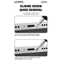 LUOWEI LW-331 Extracteur de vis dénudées en alliage de 2,35 mm pour réparation de téléphone, outil d'extraction à embout de perçage coulissant pour réparation de téléphone