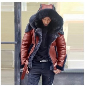 Veste courte zippée avec capuche en simili cuir doublée de polaire épaisse et doublée de <span class=keywords><strong>fourrure</strong></span> pour <span class=keywords><strong>homme</strong></span>, tailles asiatiques, taille petite, Sehe Fashion - Product Image 1