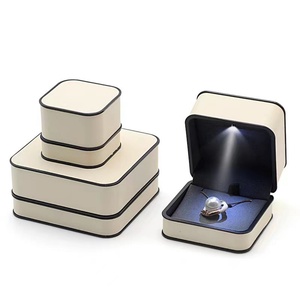 Customized Bangle Box Pearl Necklace Bracelet Orange Square Shaped Jewelry <b>Storage</b> Box Packaging with LED Light - Product Image 2