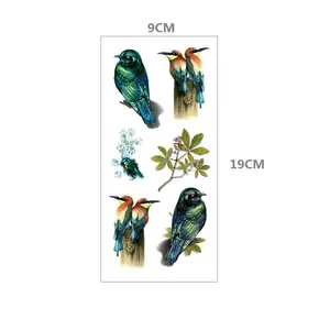 3D动物鸟蜻蜓蝴蝶流行花女防水临时纹身贴纸