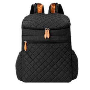 Premium Insulated Oxford Waterproof Diamond Pattern <b>Backpack</b> for Women Men with Orange Leather Accents - Product Image 1