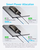 Câble USB C Anker 4 pieds 2-en-1 USB C vers USB C 140W Max Charge rapide pour iPhone 15