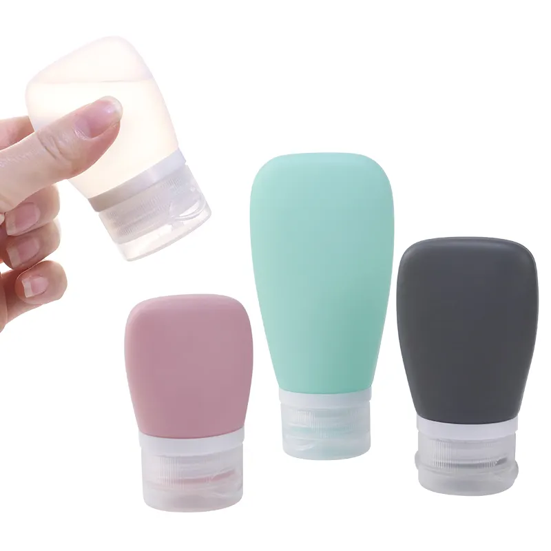 Cosmetic silicone travel size bottle shower gel shampoo toiletry pink container tube silicone travel pack bottle for cosmetics