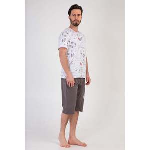 Conjunto de Camiseta de Manga Corta y Pantalones Capri para Hombre, con Bolsillos, Cuello Redondo, Transpirable, Estampado Veraniego - Product Image 2