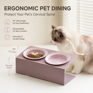 Double gamelle en céramique pour chat et <span class=keywords><strong>chien</strong></span>, protection de la colonne cervicale, écologique, design surélevé et incliné, gamelles et mangeoires pour animaux de compagnie - Product Image 2
