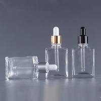En stock, flacon compte-gouttes carré en verre transparent de 1 oz (30 ml) avec compte-gouttes, flacon compte-gouttes carré de 1 oz pour huiles essentielles, pour parfums