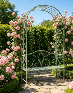 Jardin Décoratif Chine Usine Bonne Qualité Pelouse Jardin Vert De Jardin En <span class=keywords><strong>Fer</strong></span> <span class=keywords><strong>Forgé</strong></span> <span class=keywords><strong>Tonnelle</strong></span> de Jardin En Plein Air Arc avec Siège - Product Image 4