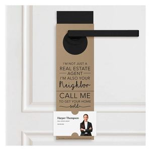 Cartes en carton personnalisées pour l'immobilier, impression « Je ne suis pas seulement un agent immobilier », porte-clés, prospectus et dépliants pour poignées de porte - Product Image 6