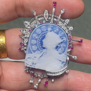 Nouveau Designer Art Déco Zircon Bijoux 925 <span class=keywords><strong>Argent</strong></span> Plaqué Or Vintage <span class=keywords><strong>Camée</strong></span> Broches pour Dames - Product Image 6