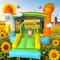 Château gonflable portable Golden Art Model 9118 en tissu Oxford 420D+840, motif fusée astronaute, pliable pour enfants, vente en gros OEM