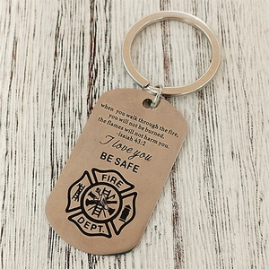 Nouveau porte-clés en acier inoxydable de marque militaire pour homme, motif signal d'alarme incendie, pour la sécurité des pompiers - Product Image 3