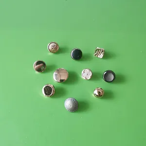 Factory wholesale customized Metal mini square gold buttons zinc alloy circular black button for clothing