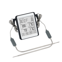 Termometer Daging Digital Layar Sentuh dengan Dua Probe Baja Tahan Karat, Layar LCD, Akurasi 1°C, Alarm Kustom untuk BBQ, Panggangan, dan Dapur