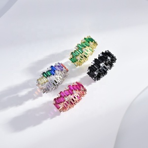 wholesale plata s925 silver rose red green zircon <b>ring</b> fashion jewelry moissanite ladies colorful natural stone <b>chunky</b> <b>rings</b> - Product Image 3