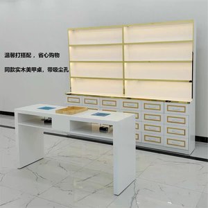 โต๊ะทำเล็บสีขาวพร้อมช่องเก็บของสำหรับร้านเสริมสวยและสปา - Product Image 5
