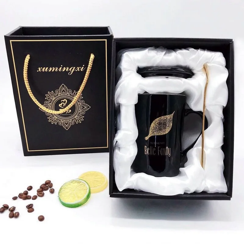 Набор высококачественных черно-белых керамических кружек с крышкой и ложкой на заказ с изображением двенадцати созвездий