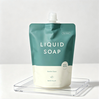 Pochette d'emballage pour savon liquide avec logo personnalisé imprimé, pochette à bec verseur stable avec buse supérieure de 15 mm et bouchon rabattable