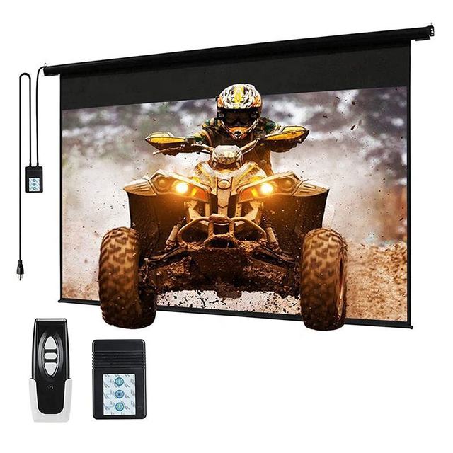 120'' 200" 16:9 Motorized Projection Screen Electric Projector Screen with Remote Control White Fiberglass Material Screen