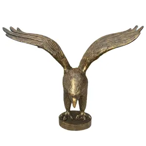 Adelaarsbeeld Bronzen Adelaar Beeldhouwwerk Met Falg Amerikaanse Zeearend Beeld Levensgrote Dierensculptuur