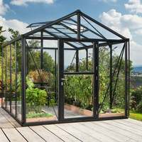 Serre de jardin moderne en aluminium pour l'extérieur, écologique, en verre, facile à assembler, en métal résistant à la pression