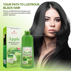 Nuevo Champú Permanente para el <span class=keywords><strong>Cabello</strong></span> Color Negro Manzana 3 en 1 Sin Amoníaco para una Cobertura Perfecta de Canas Uso Doméstico 400ml - Product Image 2