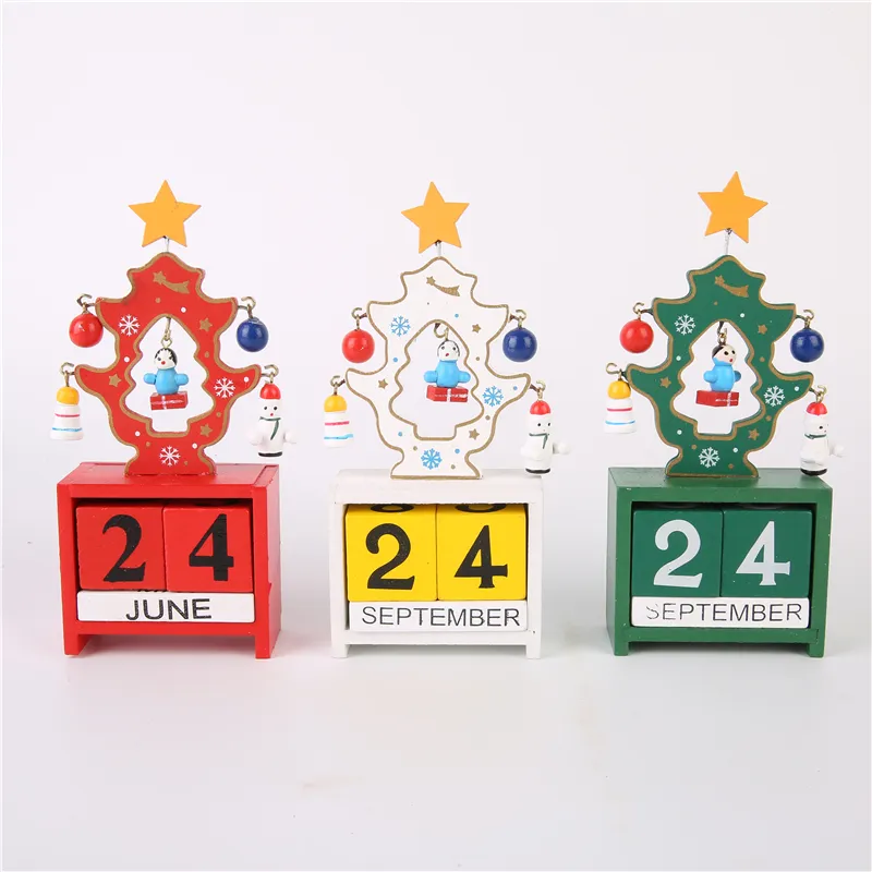 Nuevo Calendario de Navidad Cajas de Adviento Decoración de madera de Navidad Regalos Adorno de árbol