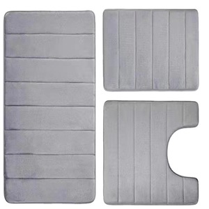 Ensemble de tapis de salle de bain Cangming 3 pièces en polaire corail antidérapant absorbant style moderne et simple - Product Image 4