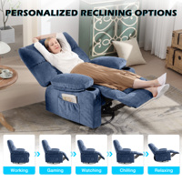 Fauteuil inclinable individuel VANBO, massage 8 points et chauffage, fauteuil pivotant à 360° avec poche de rangement latérale
