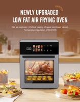 Four à friteuse à air chaud numérique tout-en-un de grande capacité 16L en acier inoxydable sans huile, vente chaude pour un usage domestique ou en restaurant