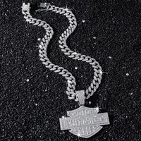 Nouveau Collier Pendentif Lettre Iced Out en Alliage avec Chaîne Cubaine en Cristal, Bijoux Hip-Hop Bling pour Hommes et Femmes