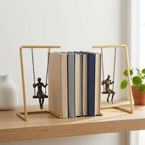 Sujetalibros de Metal con Figuras Oscilantes de Latón AK, Juego de 2, Acabado Negro y Latón, Decorativos para Mesa, Decoración del Hogar - Product Image 2