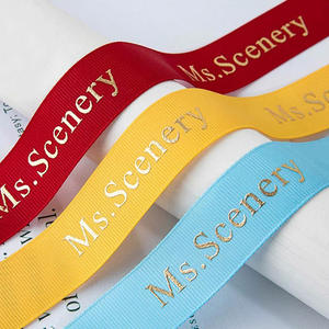 Logotipo de <span class=keywords><strong>cinta</strong></span> de grogrén suave impreso en relieve 3D lujoso personalizado para decoración de ramo fiestas de cumpleaños y Navidad - Product Image 3