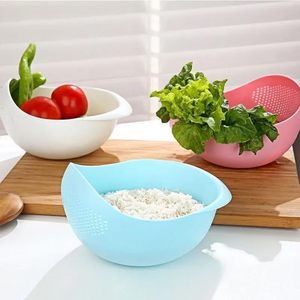 Food Grade Plastic Rice Washer <b>Strainer</b> Washing <b>Colander</b> With Handle for Vegetables and Fruits Water Drain Bow - Product Image 2