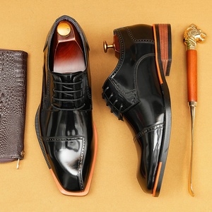 New Handmade Genuine Leather Lace-up Toe Oxford <b>Shoes</b> for Business Formal Wear Wedding Attire Formal Occasions-Men's <b>Height</b> - Product Image 2