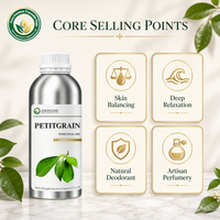 Huile Essentielle de Petitgrain (Citrus Aurantium) pour la Clarté Mentale - Diffusion Aromatique pour une Esprit Clair, une Productivité et une Concentration Améliorées