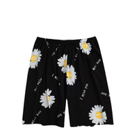 Celana Pendek Wanita Katun Sutra Motif Cetak Warna Tahan Luntur Model Lurus High Waist untuk Musim Semi dan Musim Panas, Santai di Pantai