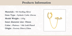 Boucle d'oreille clip tendance en argent sterling S925 avec micro-incrustation de zircon rond et pampille - Product Image 6