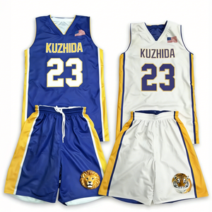 Seragam Basket Jersey Mesh Dua Sisi Custom Print Sublimasi, Baju Olahraga Reversibel Ukuran Besar XL - Product Image 1
