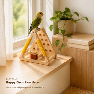 Paw Pet Soporte de Juego de Madera <span class=keywords><strong>para</strong></span> Pájaros, Gimnasio de Escalada Triangular <span class=keywords><strong>para</strong></span> Periquitos, Agapornis y Cacatúas - Rampa de Cuerda de Algodón, Poste <span class=keywords><strong>para</strong></span> Masticar, Percha <span class=keywords><strong>para</strong></span> Jaula - Product Image 2