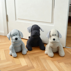 Butée de porte décorative en peluche style européen, bleu marine, beige, gris, à poser au sol, pour usage domestique - Product Image 1