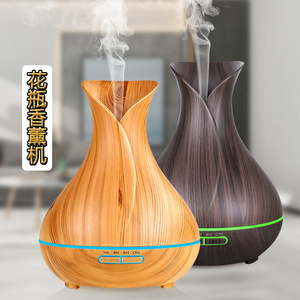 Humidificateur ultrasonique USB silencieux et pratique pour aromathérapie, design texturé, portable, en plastique, aspect bois profond, pour la maison - Product Image 1